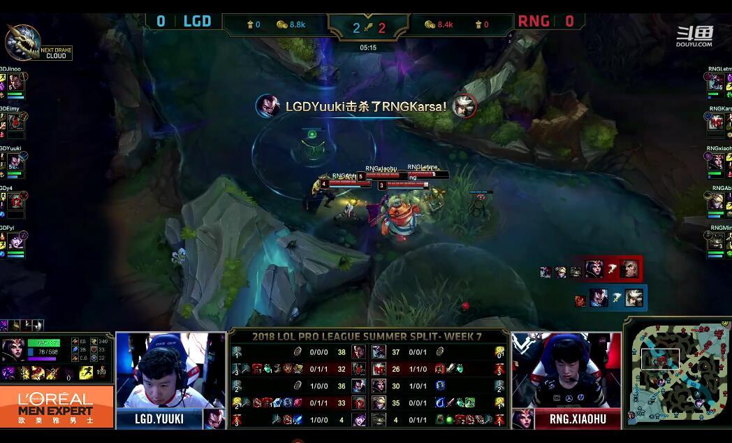 2018LPL夏季赛 RNG vs LGD (8.1) 第一局