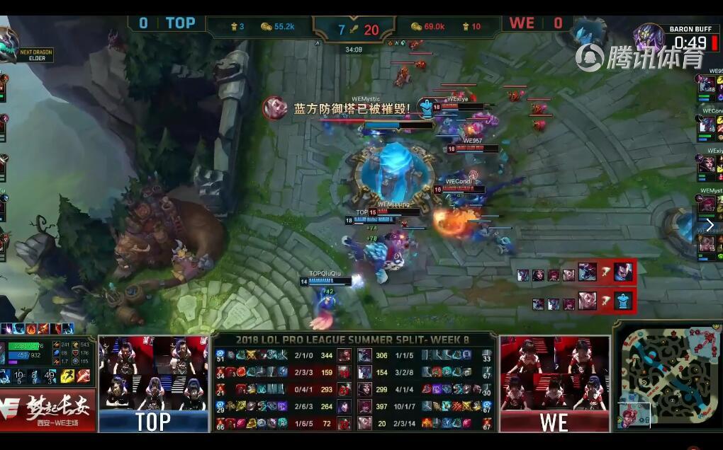2018LPL夏季赛 WE vs TOP （8.6）第一局 赛事复盘