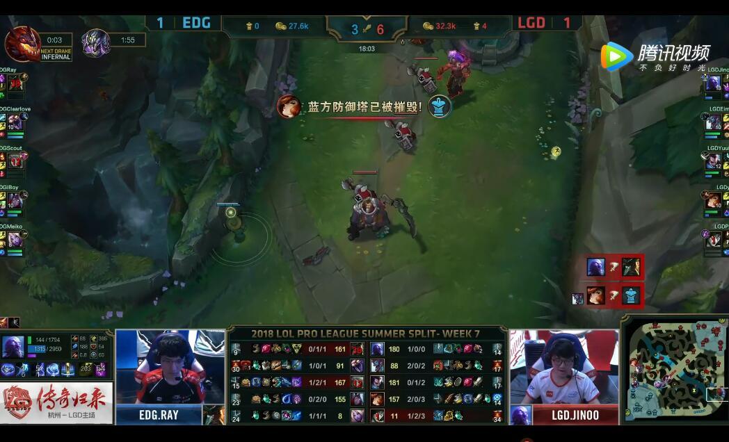 2018LPL夏季赛 EDG VS LGD （8.5）第三局 赛事复盘